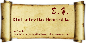Dimitrievits Henrietta névjegykártya